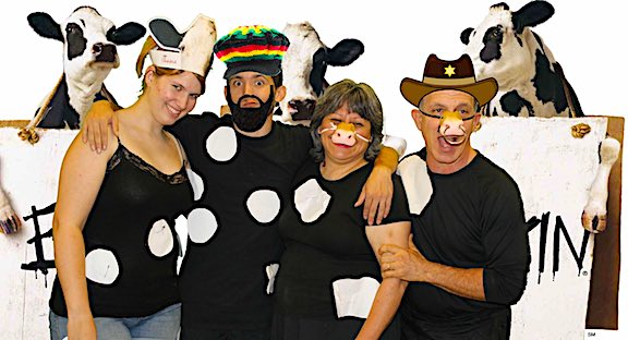 A recent Cow Appreciation Day at Chick-fil-a in Scottsdale. The had a photo booth set up and we took pictures with our son Joe, his wife Sarah with Steve & Annette.