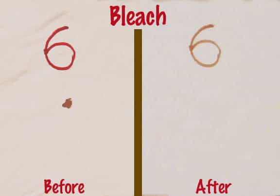 Bleach & Water Blood Spot Removal Test - a great way to get dried blood out of sheets.