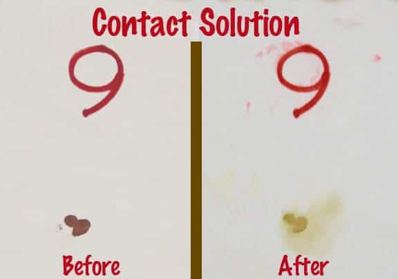 Contact Solution Blood Spot Removal Test - a fair way to get dried blood or bloody stains from sheet material