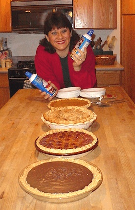 Annette Economides with Thanksgiving Pies
