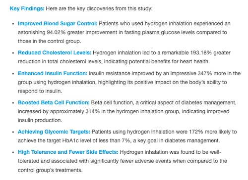 Summary of the study: Real-World Effectiveness and Safety of Hydrogen Inhalation in Chinese Patients with Type 2 Diabetes, Center of Integrated Traditional Chinese and Western Medicine