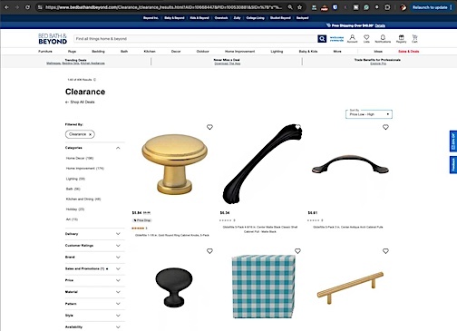 BedBathBeyond Clearance Section