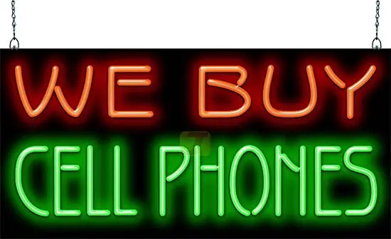 We buy cell phones neon sign.