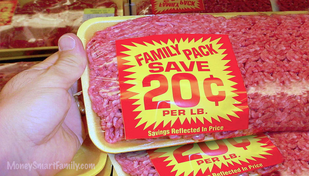 Discounted cheap meat - family sized.