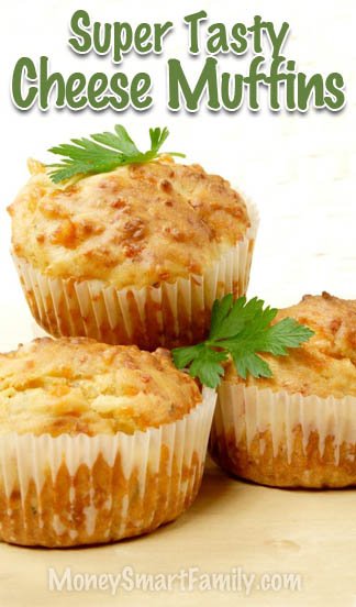 Tasty Cheese Muffin Recipe, so easy to make. Cheddar & Parmesan Goodness that melts in your mouth. #CheeseMuffins #CheddarMuffins #ParmesianMuffins