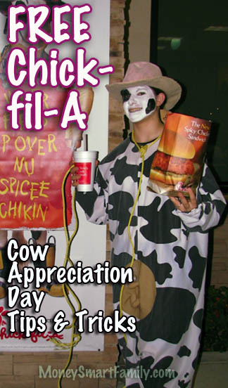Daughter Abbey dressed up like a cow on Chick fil a day and scored lots of free food.