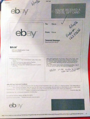 A Swagbucks eBay eGift Certificate.