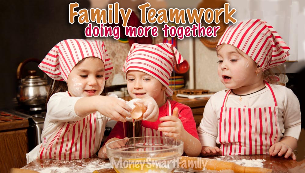 Family Teamwork - 3 sisters baking together