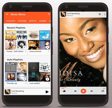 Google Play Music app screen shots