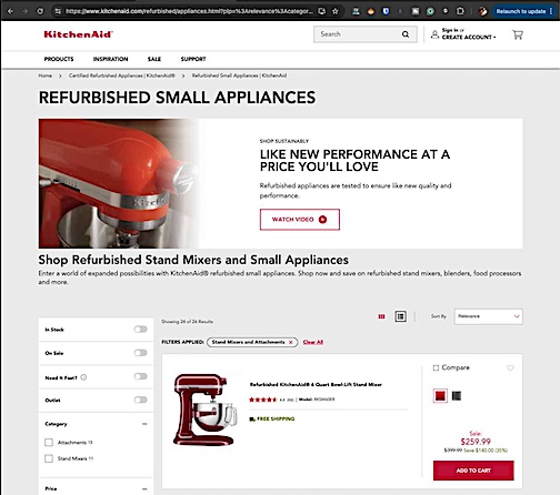 KitchenAid Refurbished Small Appliances