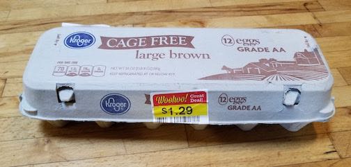 Cage Free Eggs from Kroger steeply discounted. #OrganicFoodONABudget