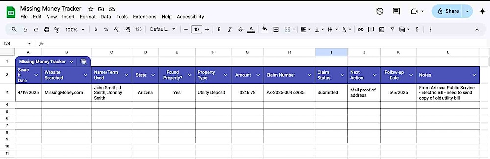 Missing Money Tracker
