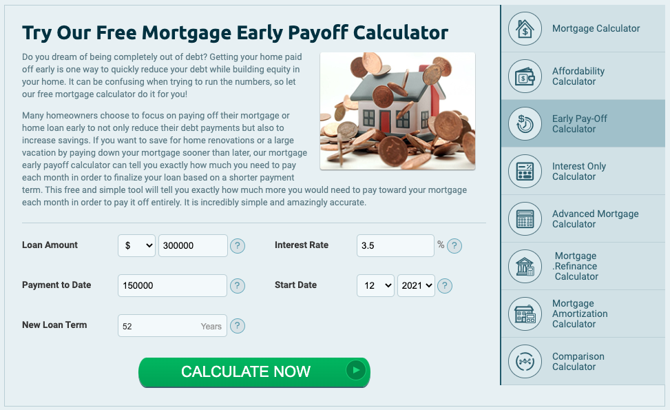 Mortgage payoff calculator.
