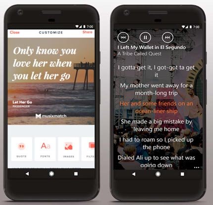 MusixMatch App Lyrics screen shots