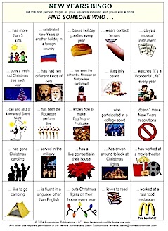 New Years Eve Bingo Sheet