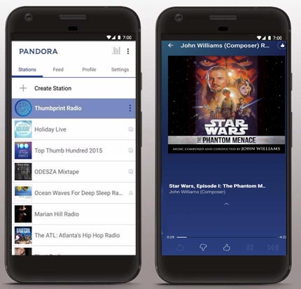 Pandora Music App Screen Shots