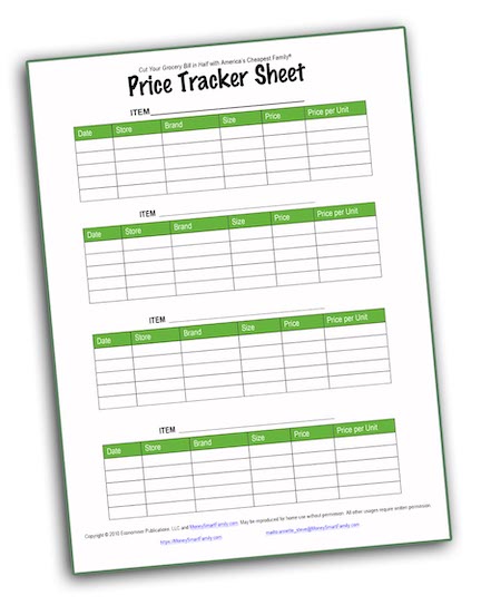 Free Grocery Price Tracker from MoneySmartFamily.com