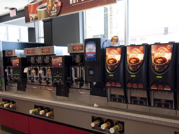 Coffee dispensers at QuikTrip convenience / gas stores.