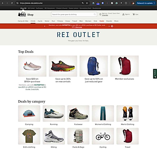 REI Outlet discount store