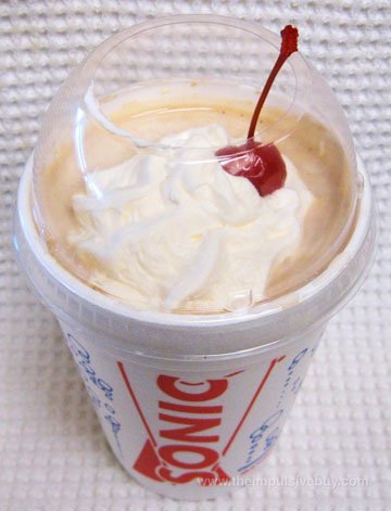 Sonic chocolate shake with a cherry on top.