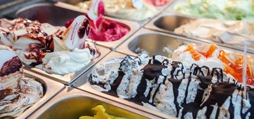 Ice cream in an ice cream shop - jobs for teens.