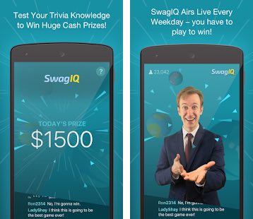 SwagBucks LiveTrivia Game screen shots.