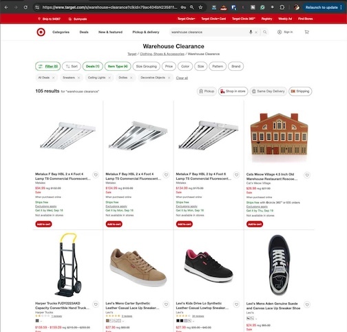 Target Warehouse Deals