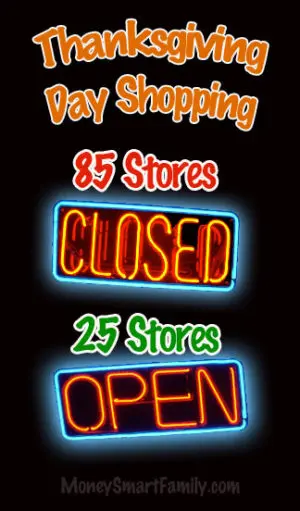 Thanksgiving Day stores open and closed