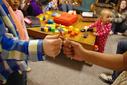 Thanksgiving wishbone breaking contents - a family tradition.