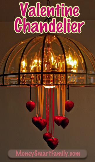 A Simple Valentine Chandelier Decoration you could do with kids or grandkids!