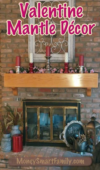 A Simple Valentine Mantle Decor made with Pillar Candles!
