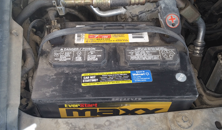 Walmart Everstart Maxx Battery in a Ford Van.